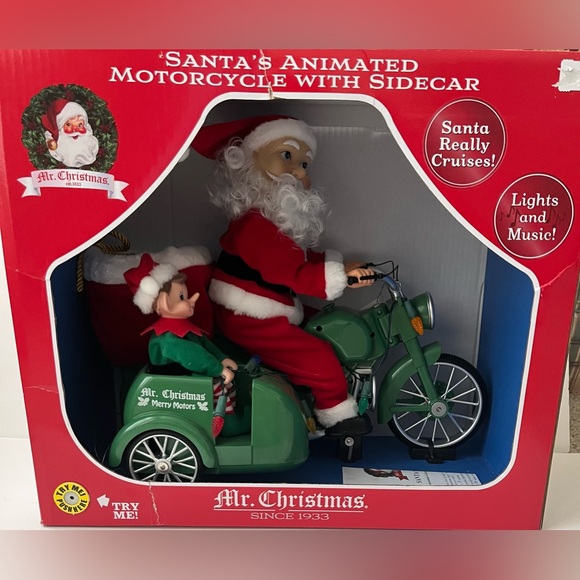 ❤️NEW Mr. Christmas Motorcycling Santa with Sidecar (15”) - Picture 3 of 10